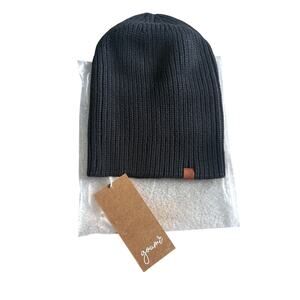Goumi adult 100% organic cotton knit beanie O/S shadow NWT